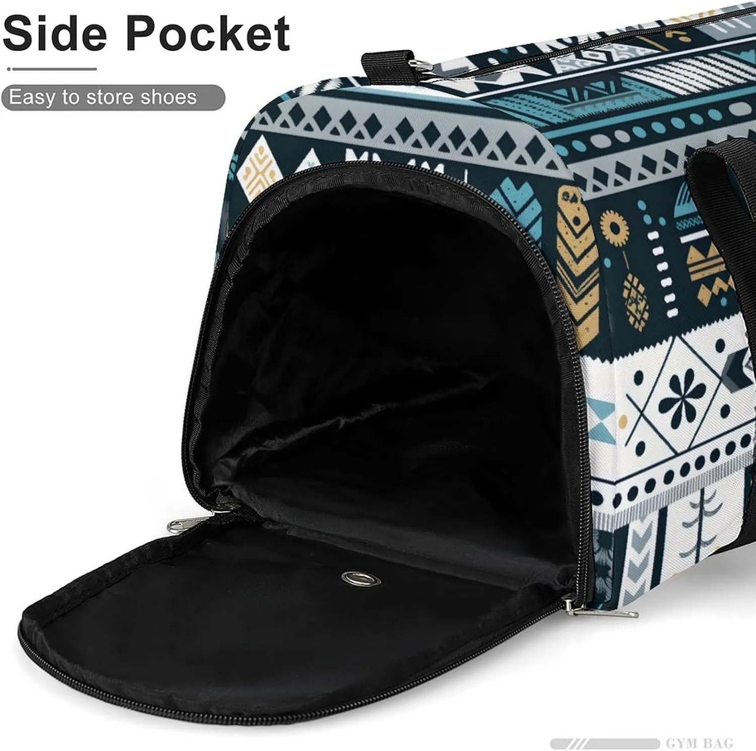 Gym Duffel Bag with Shoe Compartment Wet Pocket, Tribal Patterns Travel Bag for Men Women, style