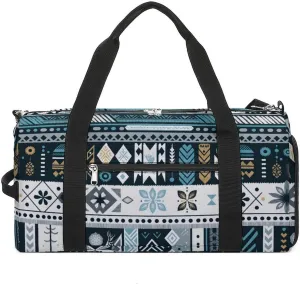 Gym Duffel Bag with Shoe Compartment Wet Pocket, Tribal Patterns Travel Bag for Men Women, style