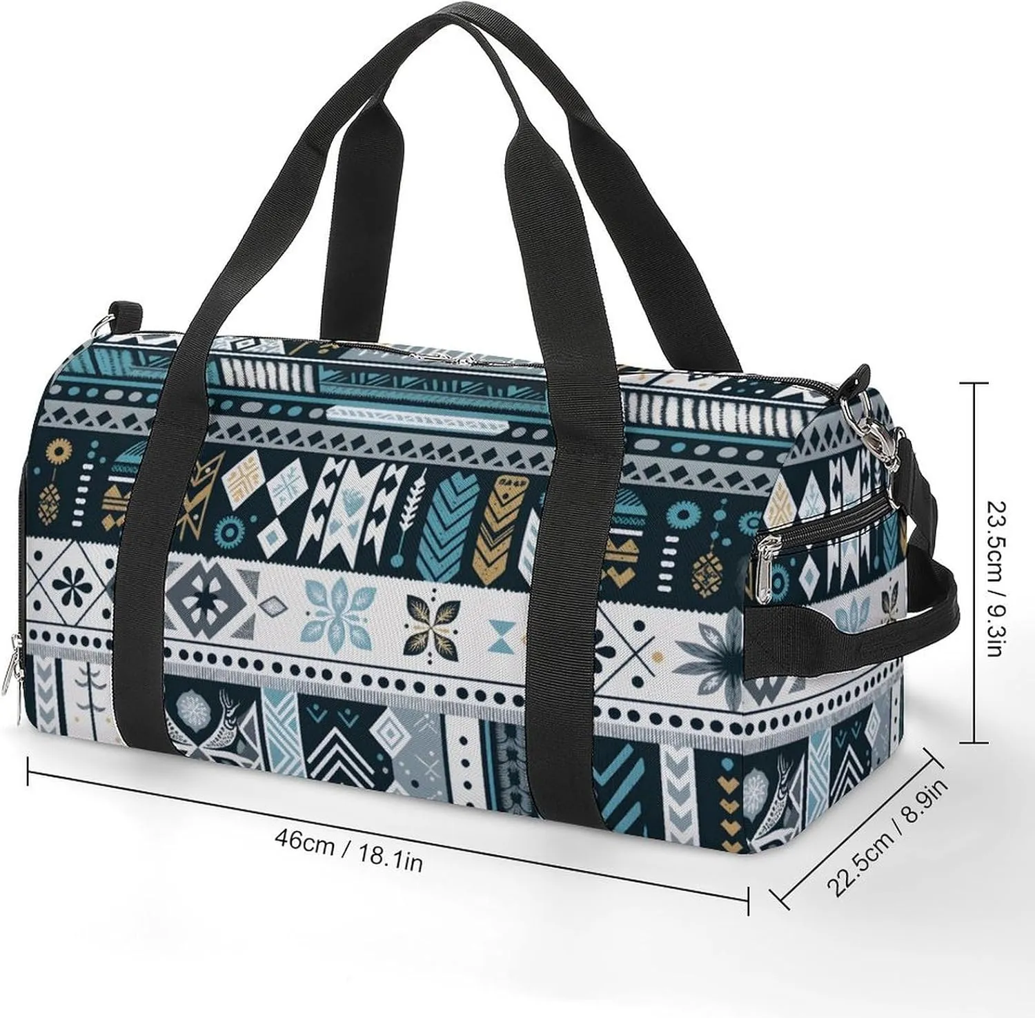 Gym Duffel Bag with Shoe Compartment Wet Pocket, Tribal Patterns Travel Bag for Men Women, style