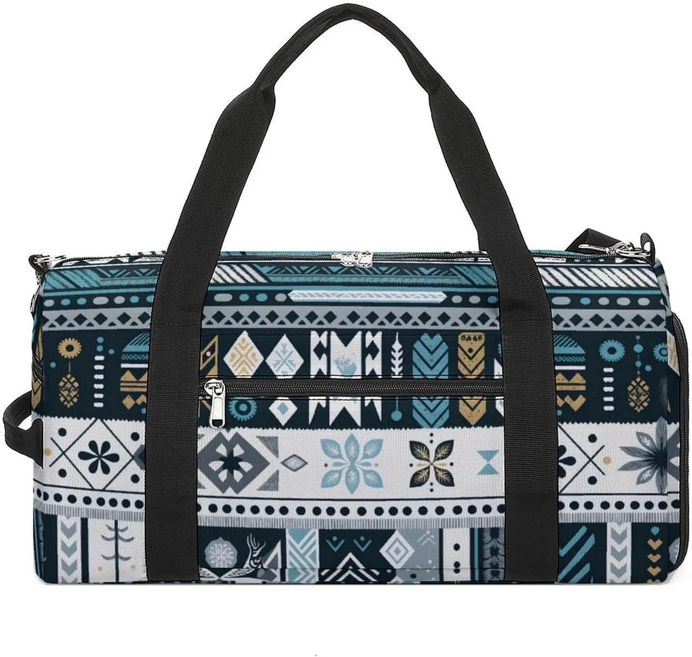Gym Duffel Bag with Shoe Compartment Wet Pocket, Tribal Patterns Travel Bag for Men Women, style