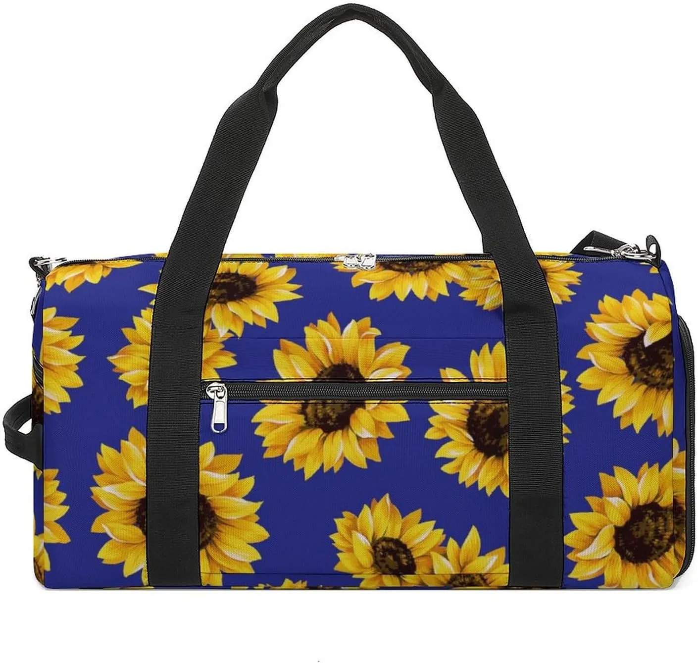 Gym Duffel Bag with Shoe Compartment Wet Pocket, Yellow Sunflowers in Purple Color Travel Bag for Men Women, style-3