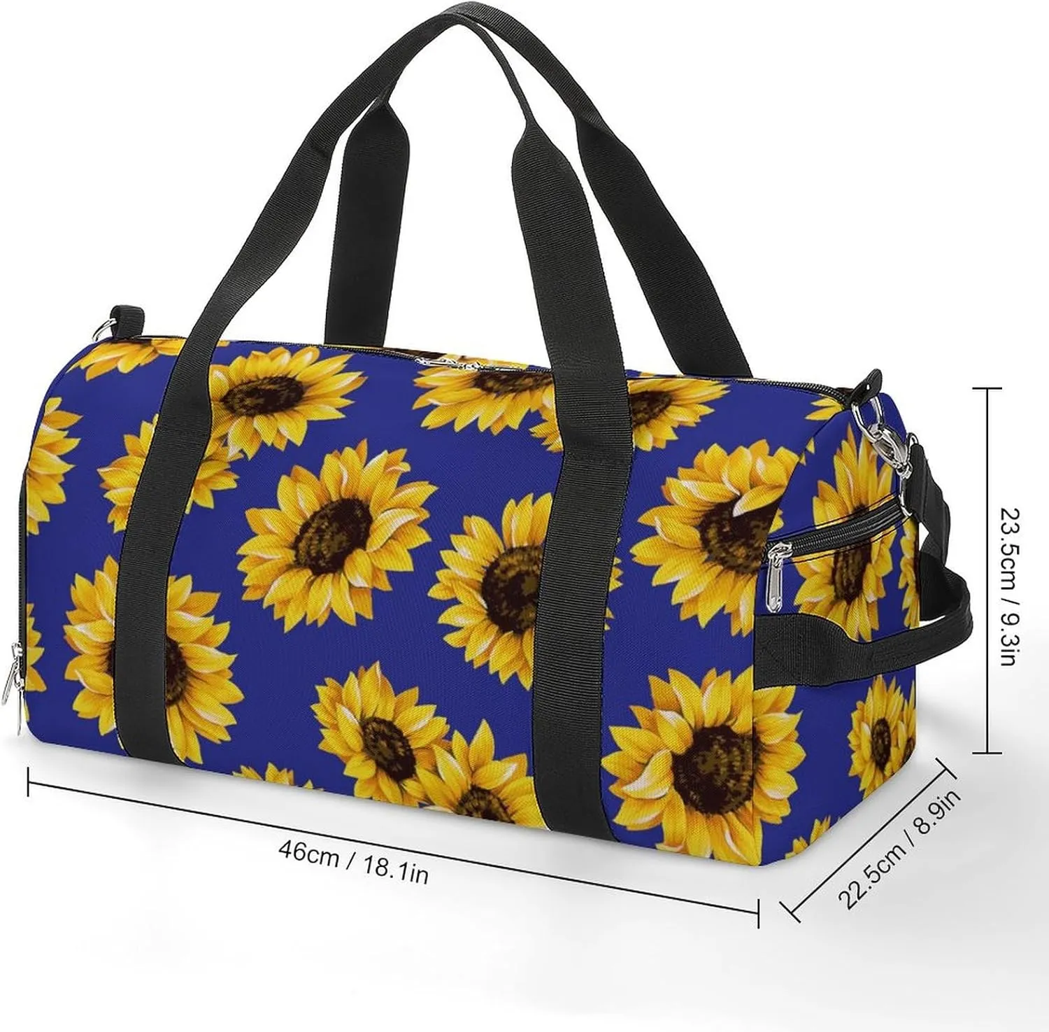 Gym Duffel Bag with Shoe Compartment Wet Pocket, Yellow Sunflowers in Purple Color Travel Bag for Men Women, style-3