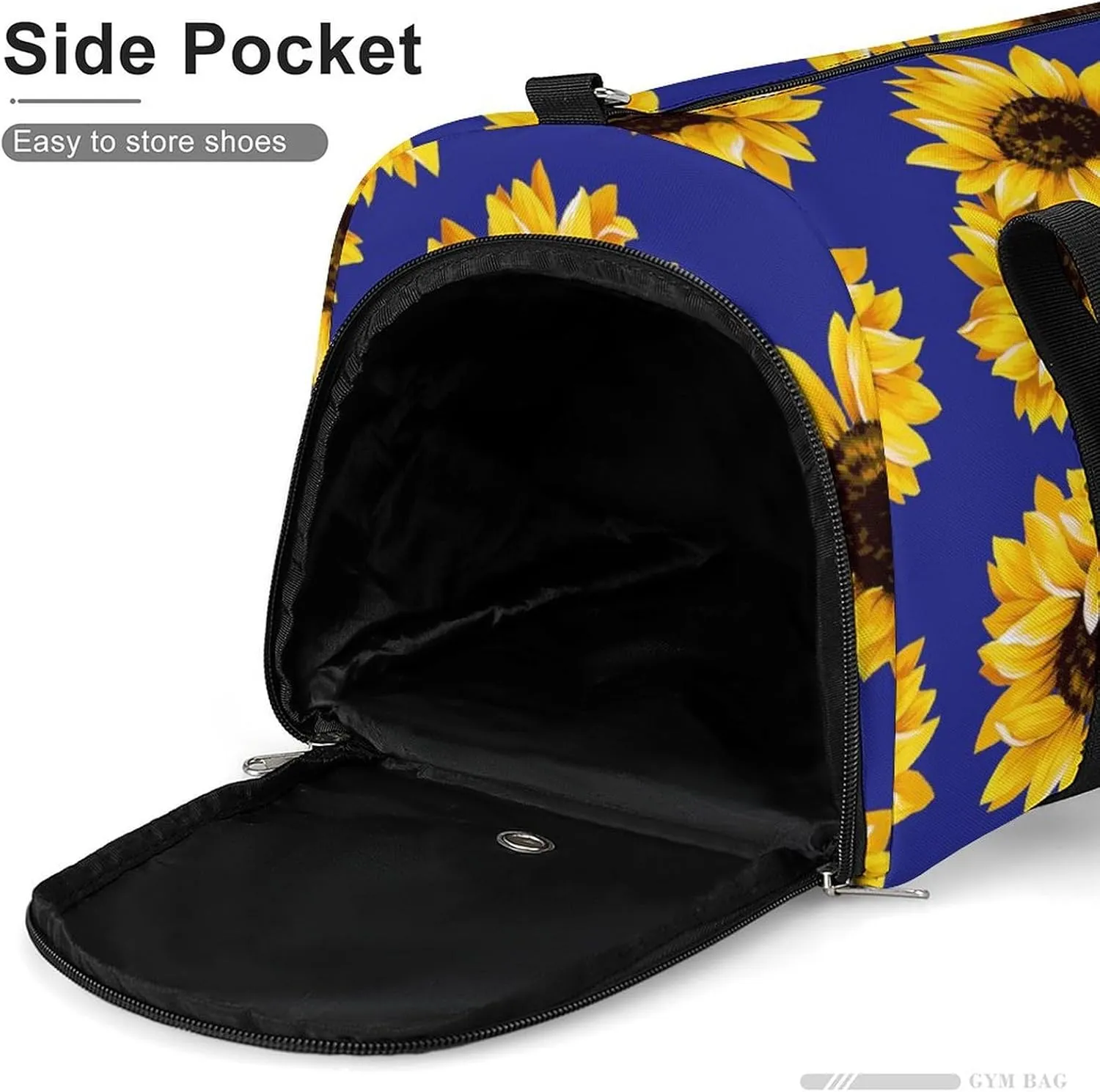 Gym Duffel Bag with Shoe Compartment Wet Pocket, Yellow Sunflowers in Purple Color Travel Bag for Men Women, style-3