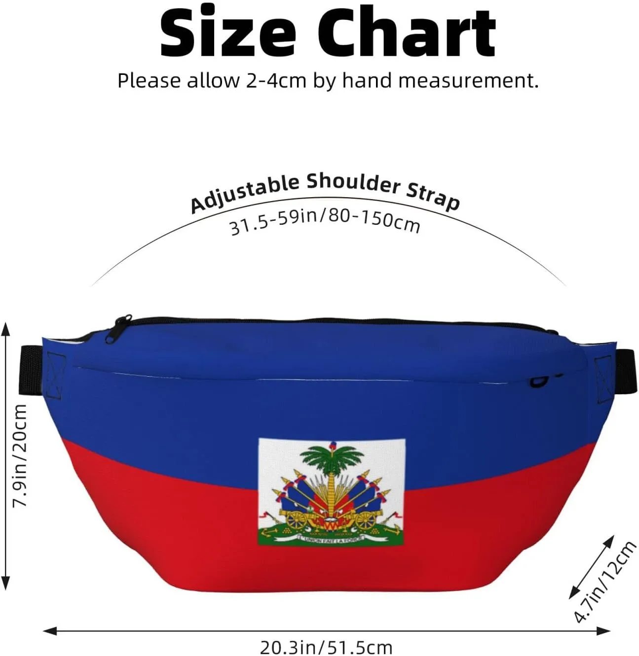 Haiti Flag Crossbody Waist Bag,Haitian Fanny Pack Large Belt Bags for Men Women Sports Travel Work