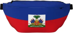 Haiti Flag Crossbody Waist Bag,Haitian Fanny Pack Large Belt Bags for Men Women Sports Travel Work