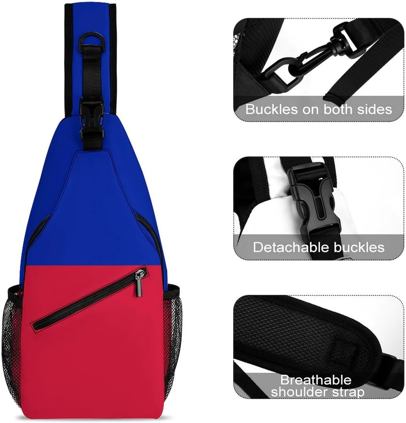 Haiti Flag Sling Bag Men Women Crossbody Backpack Chest Daypack Small Cross Body Backpack Hiking Bag Running Daypack Outdoor Backpacks