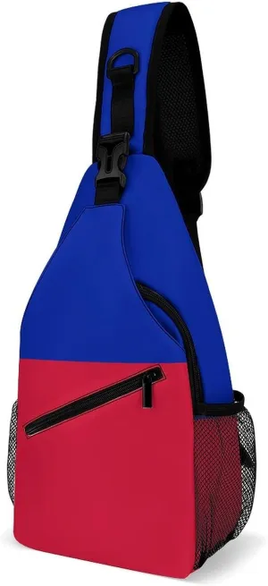 Haiti Flag Sling Bag Men Women Crossbody Backpack Chest Daypack Small Cross Body Backpack Hiking Bag Running Daypack Outdoor Backpacks