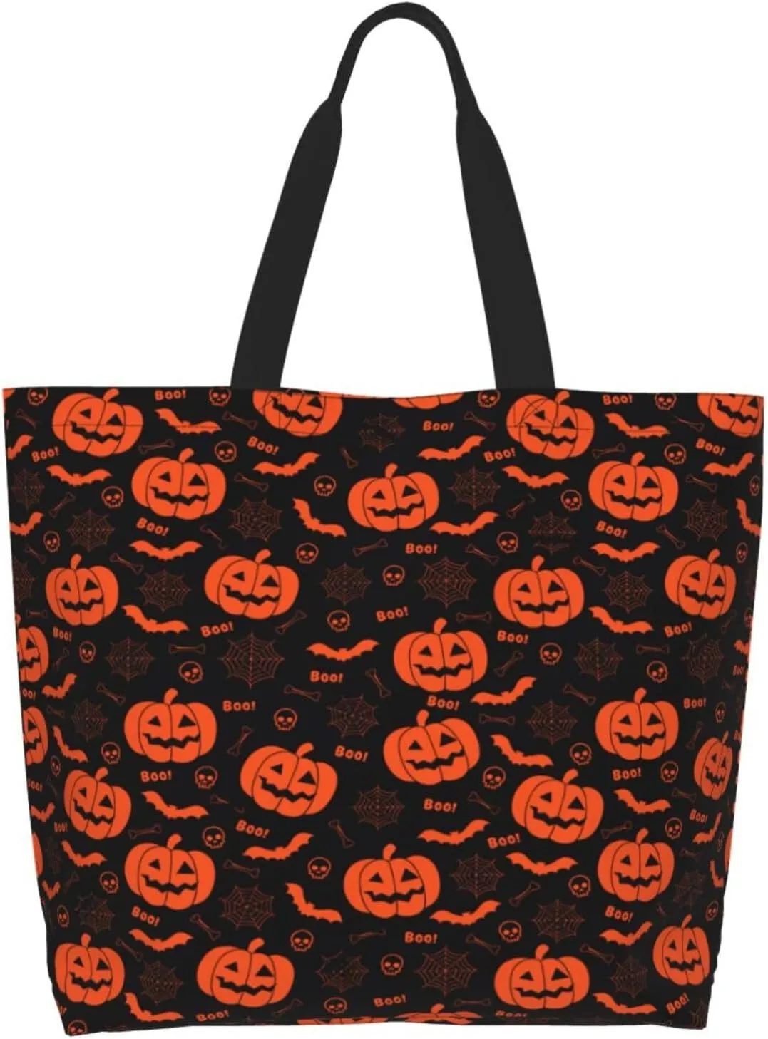 Halloween Bats Witchs Spider Web Skull Women's Tote Bag Large Capacity Single Shoulder Bags Handbag for Shopping Work