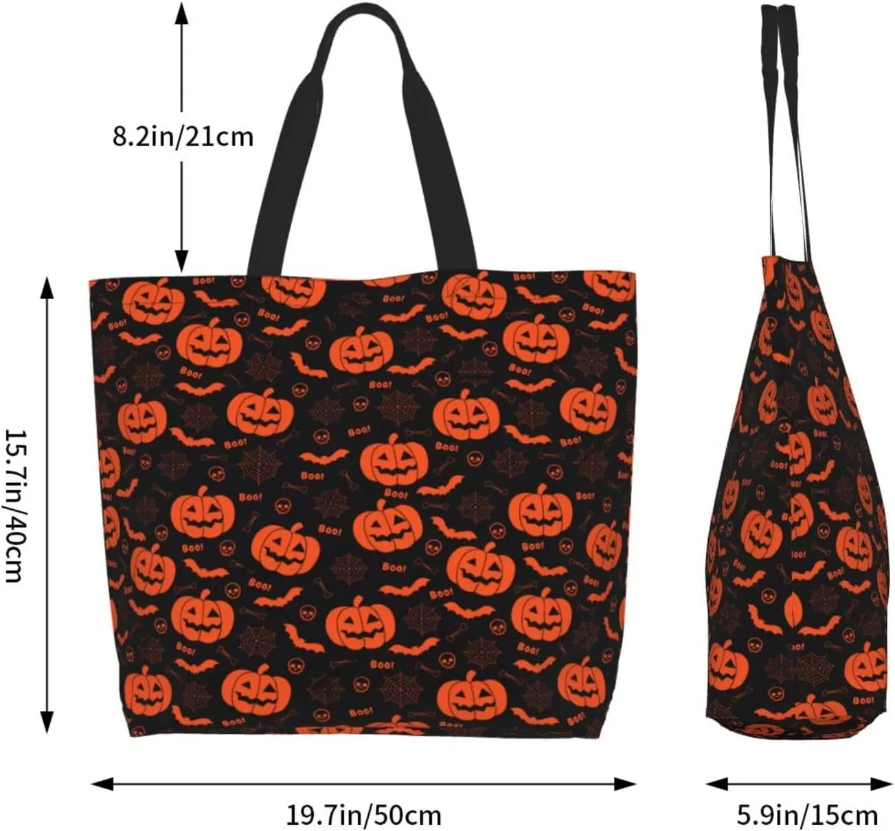 Halloween Bats Witchs Spider Web Skull Women's Tote Bag Large Capacity Single Shoulder Bags Handbag for Shopping Work