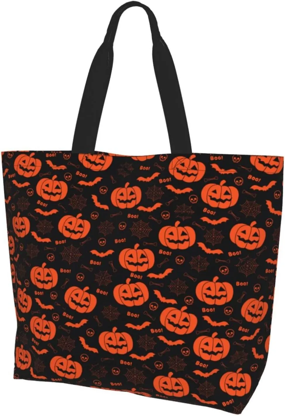 Halloween Bats Witchs Spider Web Skull Women's Tote Bag Large Capacity Single Shoulder Bags Handbag for Shopping Work
