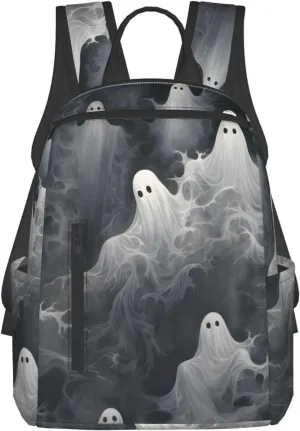 Halloween Ghost Pattern Backpack for Women Men Lightweight Laptop Backpack Casual Daypack Backpacks Purse Travel Hiking Backpack