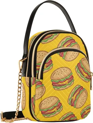 Hamburger Burger Yellow Crossbody Bags for Women Fanny Pack Hand Travel Small Sling Cross Body Bag Wallet Phone Mini Purse