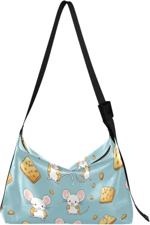 Hamster Cheese Crossbody Bag for Women Men with Adjustable Strap PU Leather Shoulder Hobo Purse Bag 20857188