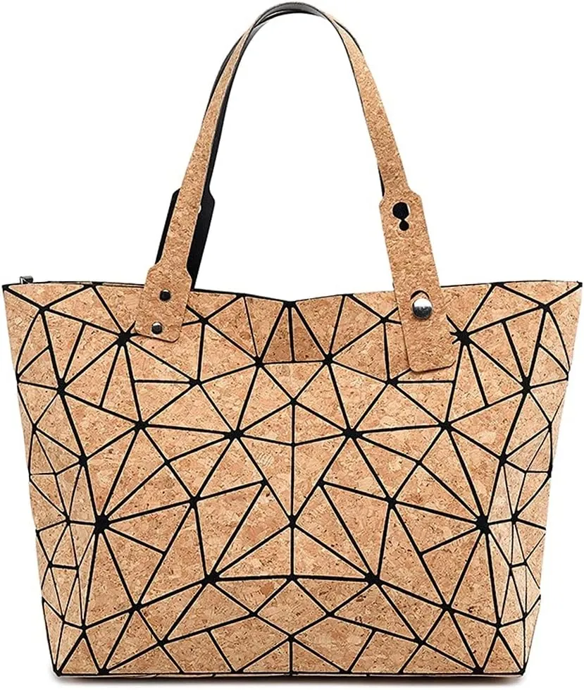 Handbags for women Wood grain Diamond Geometric Messenger Shoulder Bag Plain Folding Casual Shopping bag
