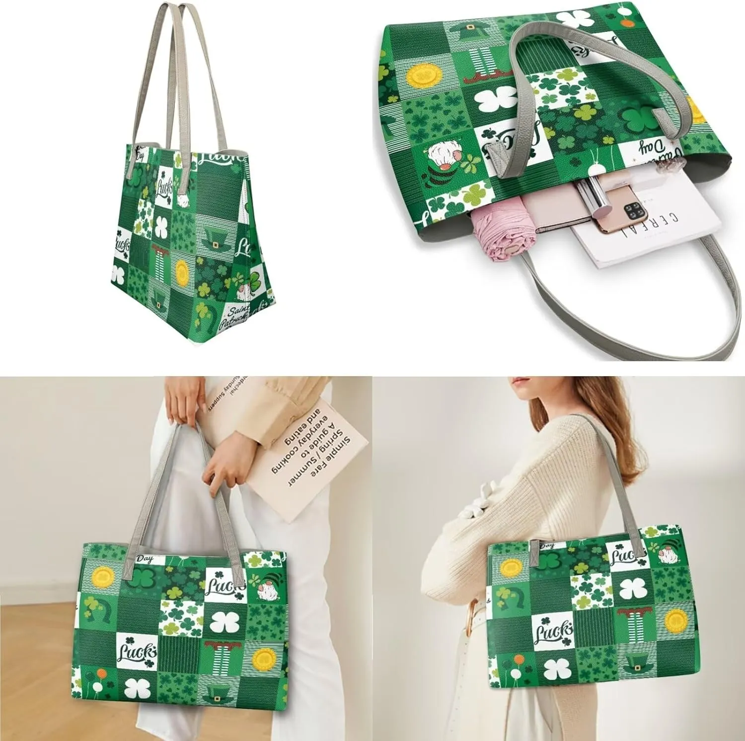 Handbags Pu Leather Shoulder Tote Bag for Women with Wristlet Wallet Purse and Cosmetic Travel Bag Set of 3