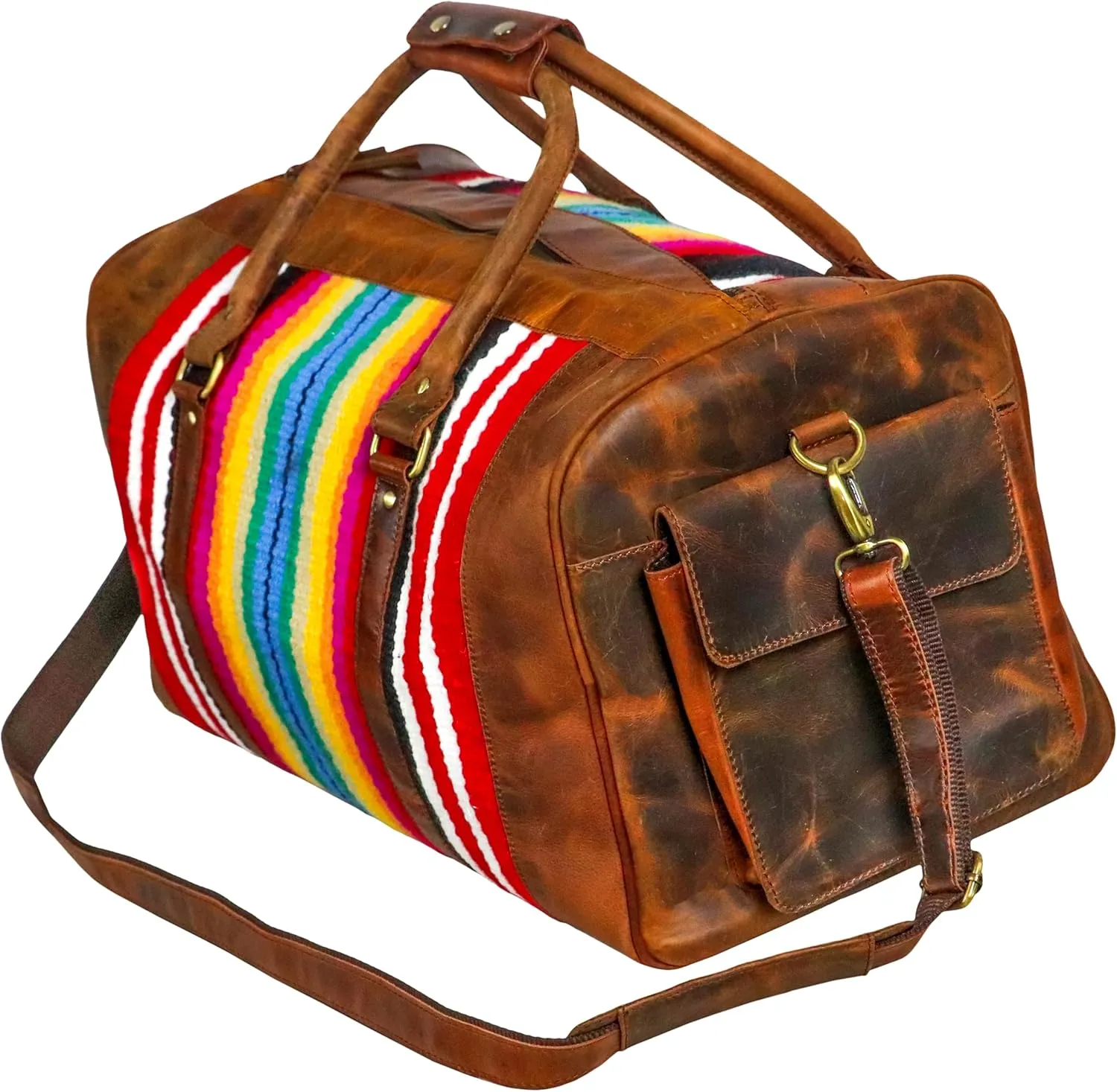 Handmade Duffle Bag leather heavy duty Gym Sports Airplane Overnight Luggage Carry On Unisex Travel Hand Rug Wollen Gift for His/Her (Duffle Bag Style_01)
