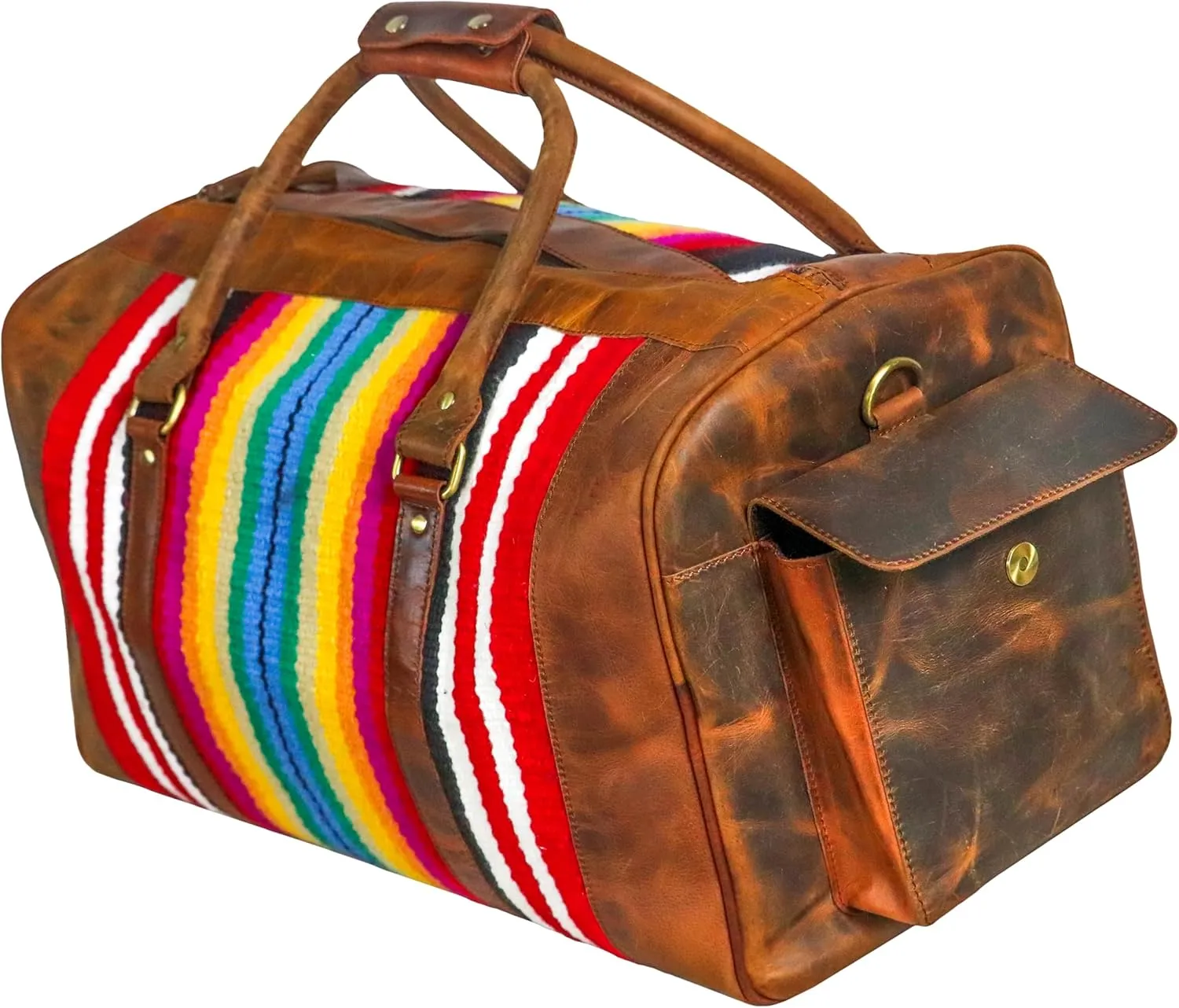 Handmade Duffle Bag leather heavy duty Gym Sports Airplane Overnight Luggage Carry On Unisex Travel Hand Rug Wollen Gift for His/Her (Duffle Bag Style_01)