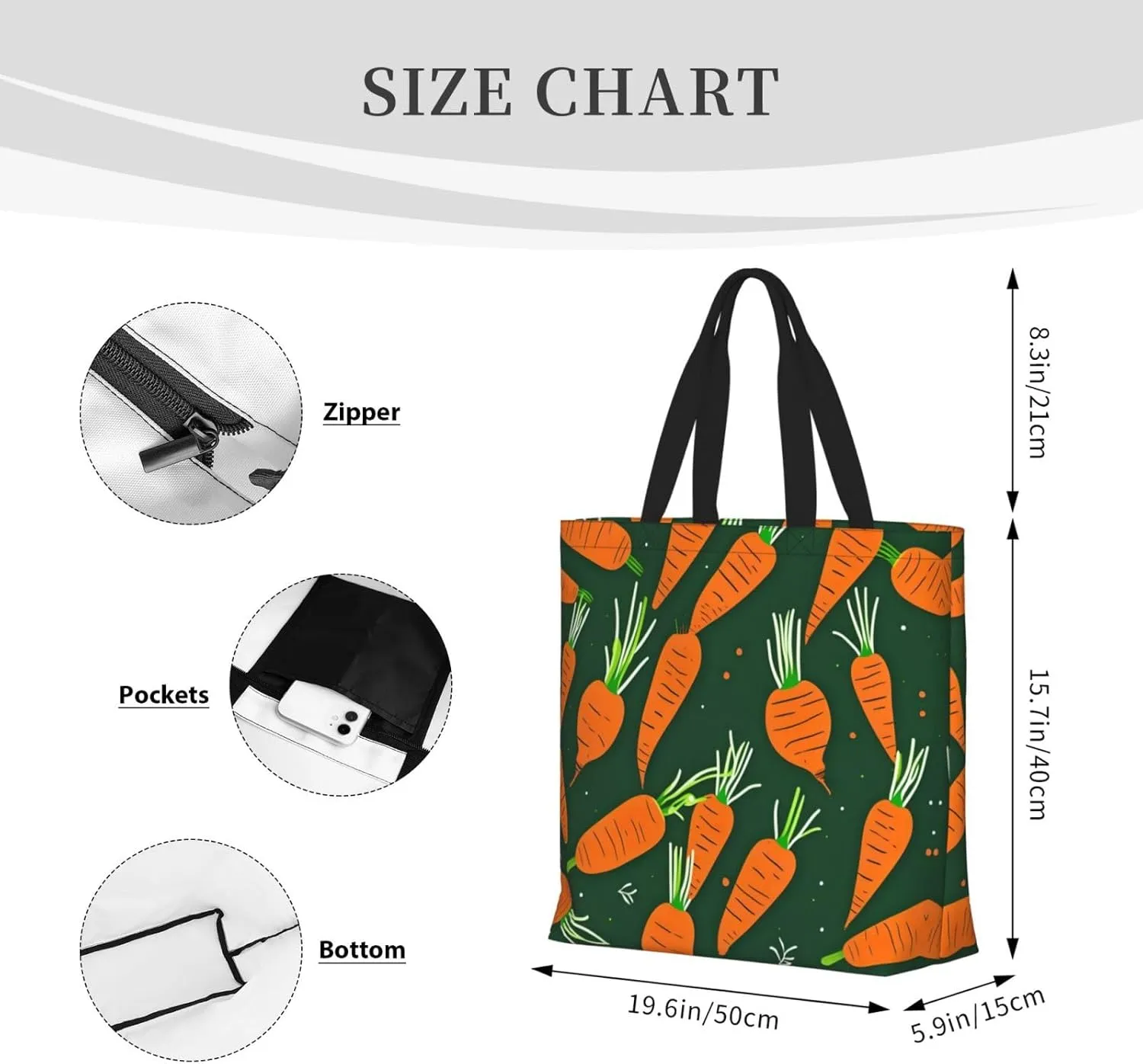 Happy Carrot Tote Bag For Women, Large Shoulder Bag Top Handle Handbag For Travel, Work