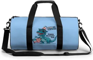 Happy Memorial Day 4th Of July Dinosaur American Flag Gym Bag Lightweight Duffel Bag Workout Bag Overnight Backpack Travel Bags for Men Women