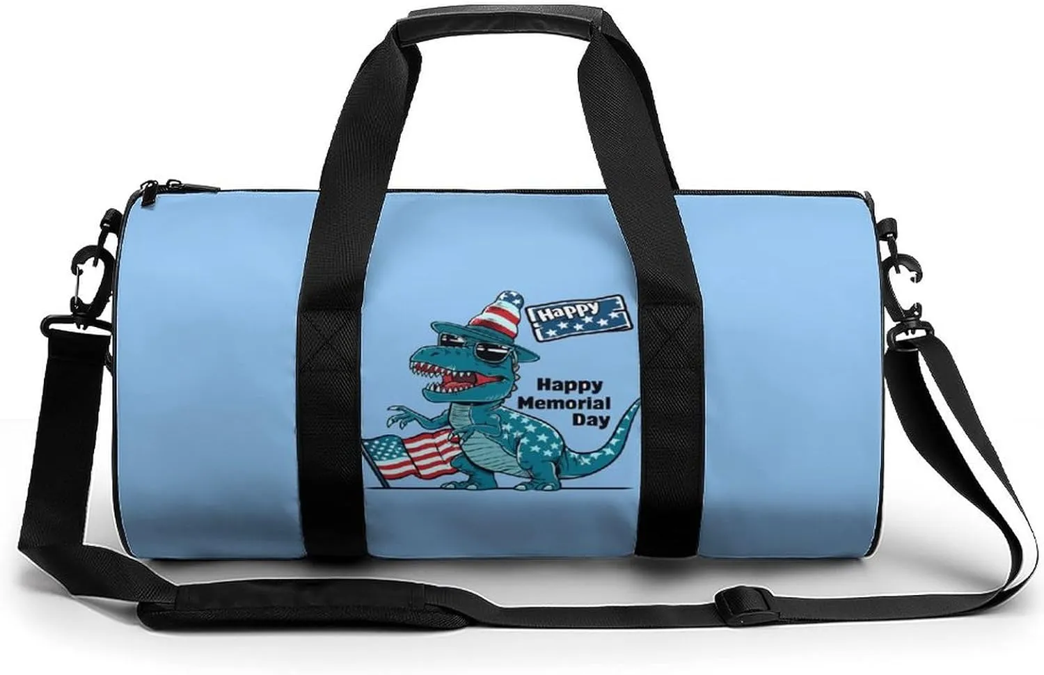 Happy Memorial Day 4th Of July Dinosaur American Flag Gym Bag Lightweight Duffel Bag Workout Bag Overnight Backpack Travel Bags for Men Women