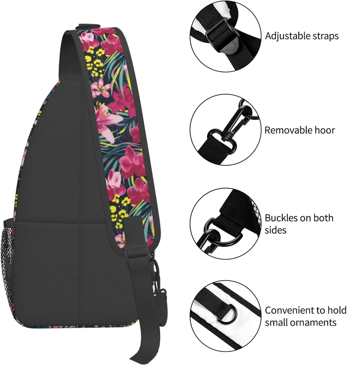 Hawaii Sling Backpack,Flower Floral Shoulder Bags Crossbody Chest Bag for Women Men Travel Hiking Climbing Daypack
