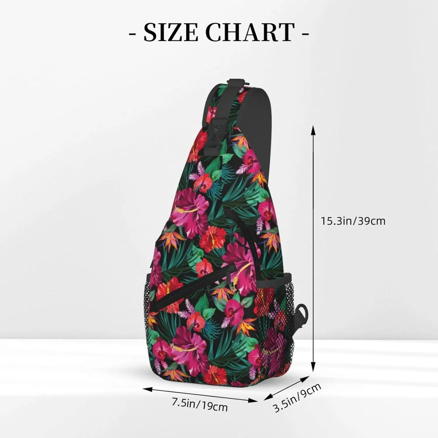 Hawaii Sling Backpack,Flower Floral Shoulder Bags Crossbody Chest Bag for Women Men Travel Hiking Climbing Daypack