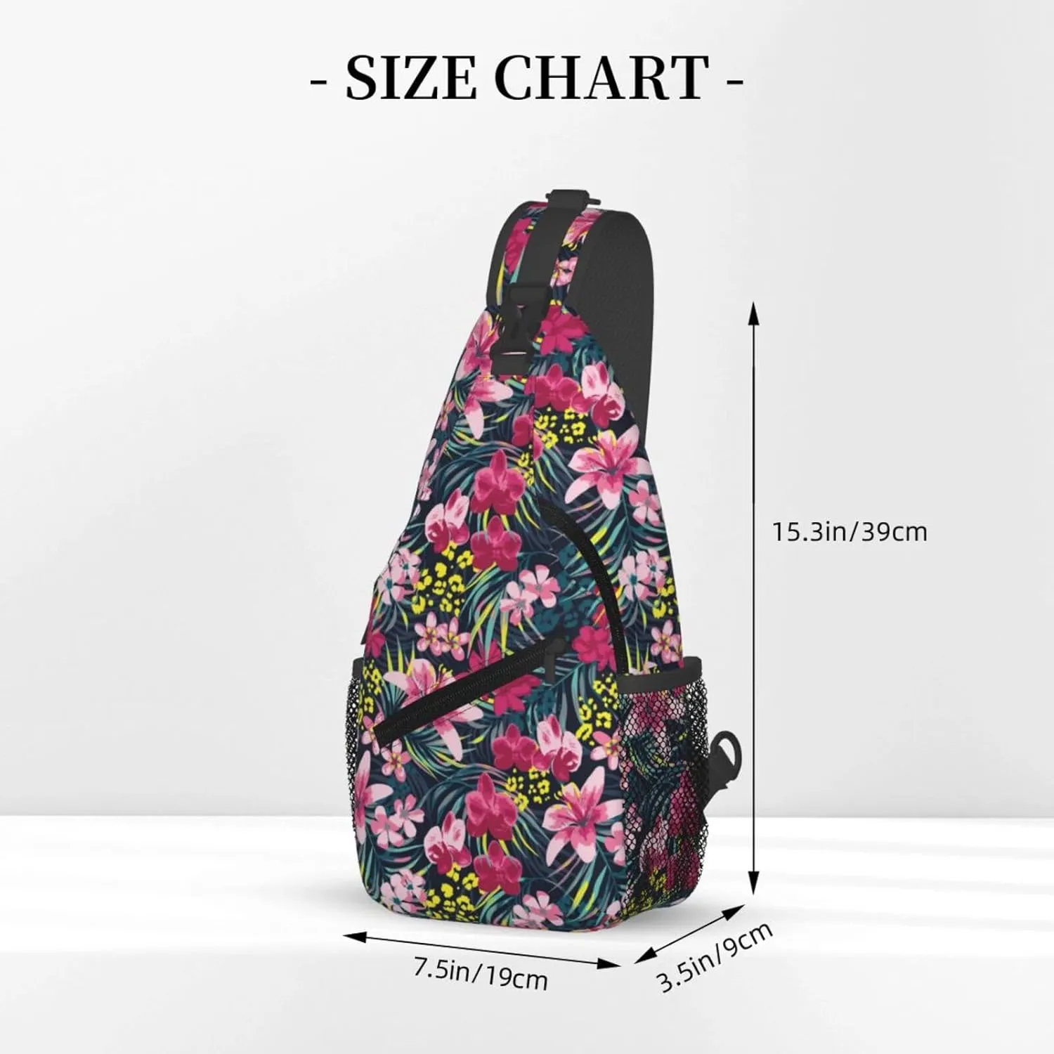 Hawaii Sling Backpack,Flower Floral Shoulder Bags Crossbody Chest Bag for Women Men Travel Hiking Climbing Daypack