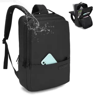 HEAD Slim Laptop Backpack for Men Fits 15.6 inch Computer, Work Backpacks with Trolley Sleeve and 3 Compartments, Lightweight Waterproof Travel Backpack for College/Business/Daily/Outdoor, Black