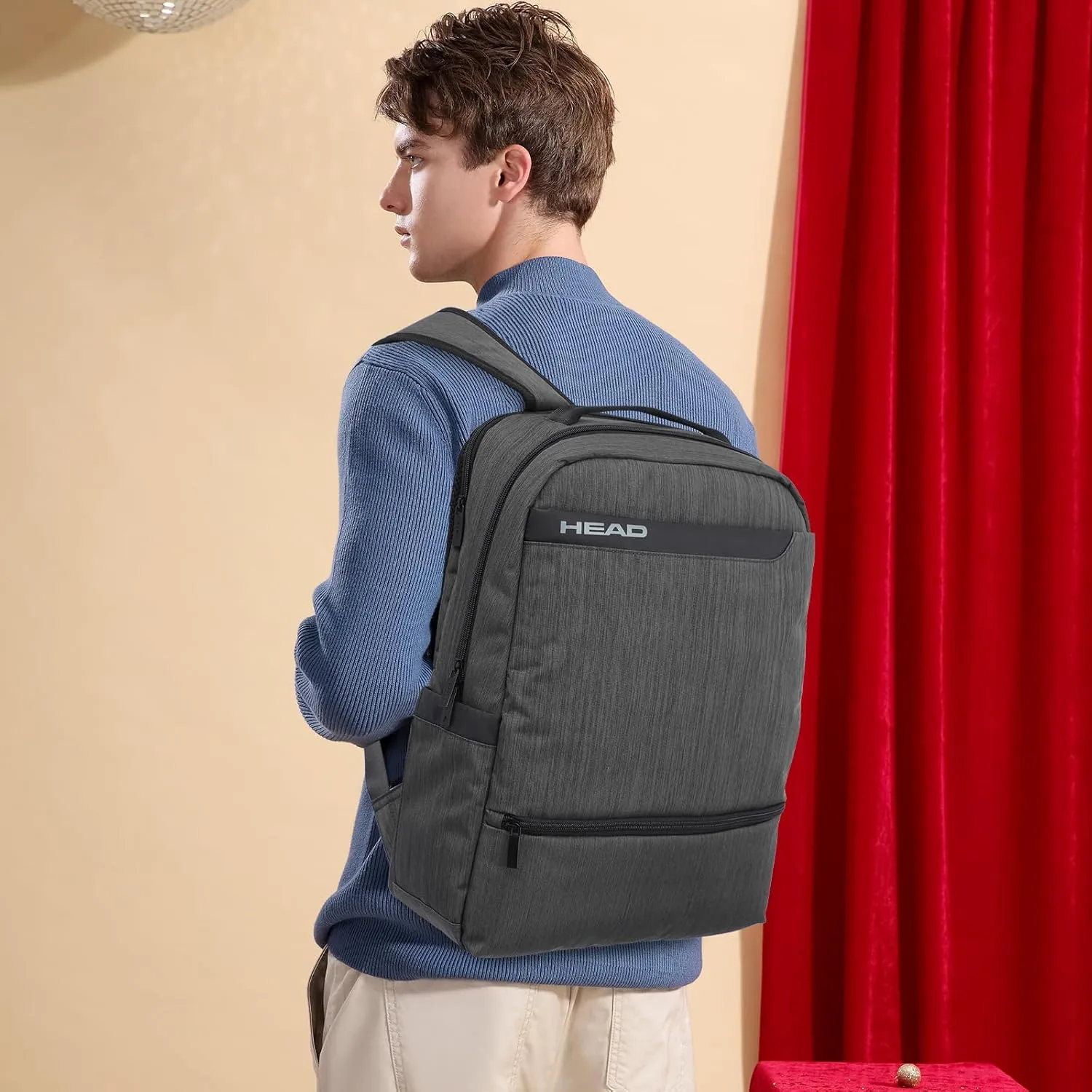 HEAD Waterproof Laptop Backpack for Men with Trolley Sleeve, Business Laptop Backpacks fits 17.3 inch Notebook, Large Travel Backpack for Work/Commute/College