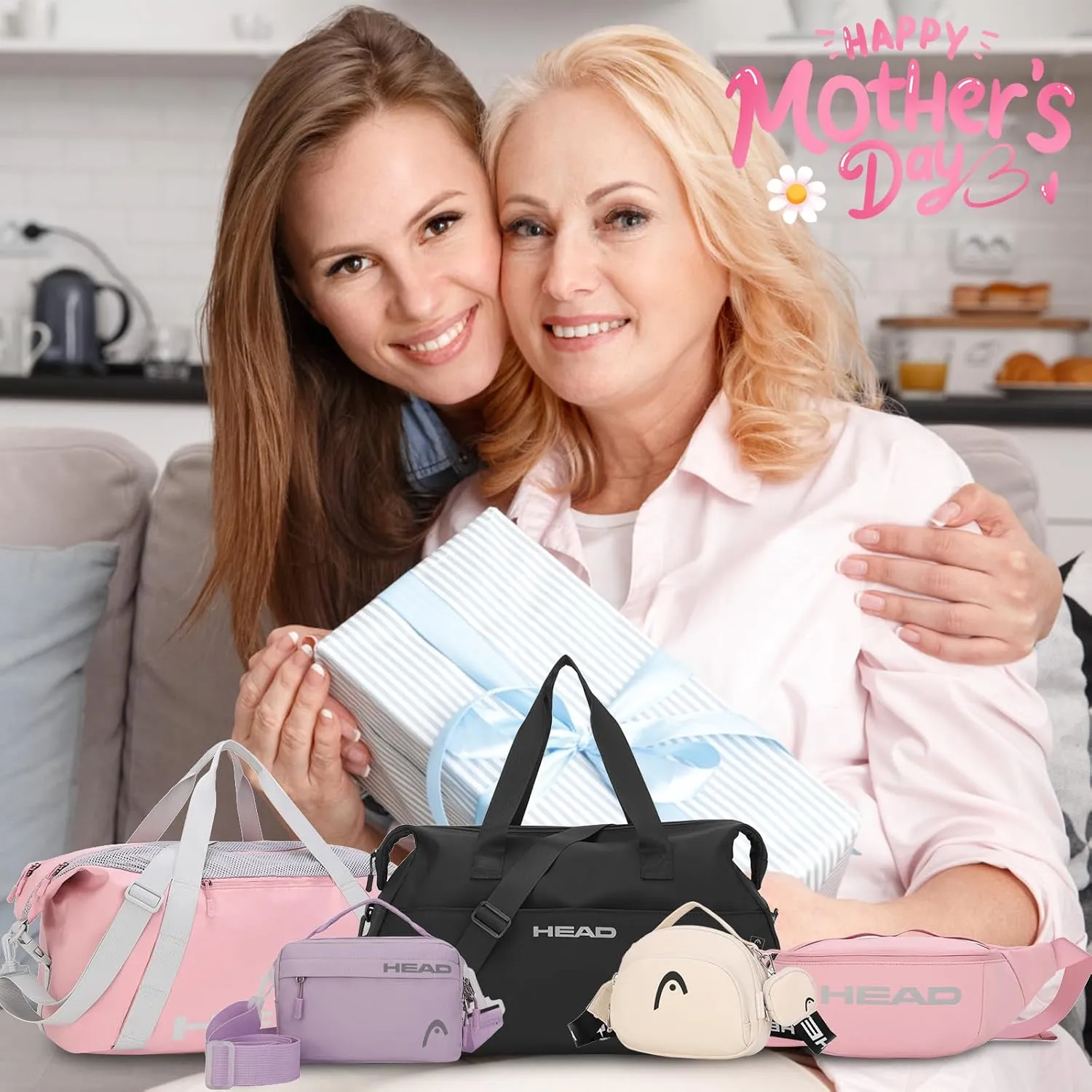 HEAD Waterproof Small Crossbody Bag for Women, Removable Wide Strap Black Shoulder Handbags Purse with Mini Coins Bag