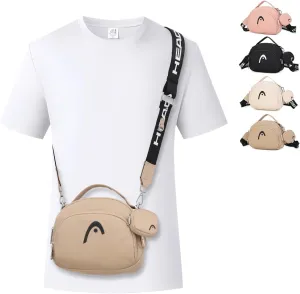 HEAD Waterproof Small Crossbody Bag for Women, Removable Wide Strap Black Shoulder Handbags Purse with Mini Coins Bag
