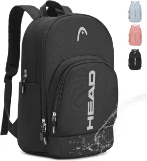 HEAD Waterproof Travel Backpack for Women & Men, Lightweight Laptop Backpack Computer Bag fits 15.6 Inch Notebook, Casual Daypack College Backpacks with 9 Pockets for Overnight/Sports Gym/Work/Fitness