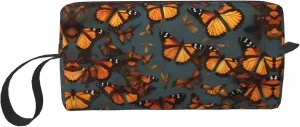 Heaps of Orange Monarch Butterflies print Travel Cosmetic Bag Gifts for Women Portable Make Up Bags for Women Mother Sister