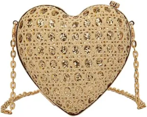 Heart Banquet Bag For Women Evening Clutch With Magnetic Closure Sparkling Purse for Weddings Prom Formal Events
