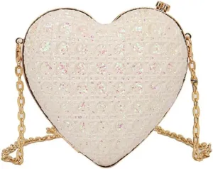 Heart Banquet Bag For Women Evening Clutch With Magnetic Closure Sparkling Purse for Weddings Prom Formal Events