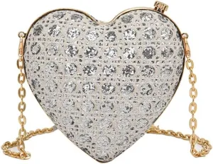 Heart Banquet Bag For Women Evening Clutch With Magnetic Closure Sparkling Purse for Weddings Prom Formal Events