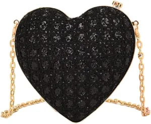 Heart Banquet Bag For Women Evening Clutch With Magnetic Closure Sparkling Purse for Weddings Prom Formal Events