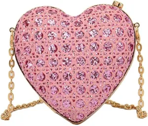 Heart Banquet Bag For Women Evening Clutch With Magnetic Closure Sparkling Purse for Weddings Prom Formal Events