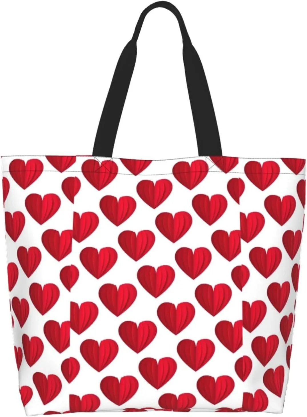 Heart Canvas Tote Bag Valentines Day Shoulder Bag Cute Casual Grocery Bags Cute Hearts Bag for Outdoor