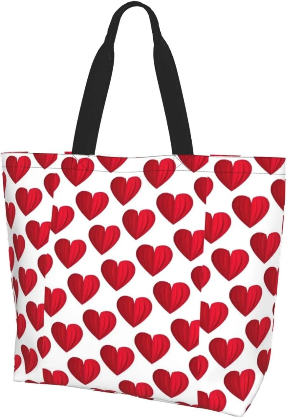 Heart Canvas Tote Bag Valentines Day Shoulder Bag Cute Casual Grocery Bags Cute Hearts Bag for Outdoor