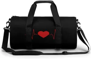Heartbeat Line Compact Gym Bag Travel Duffel Bags Lightweight Foldable Sports Tote Gymbag