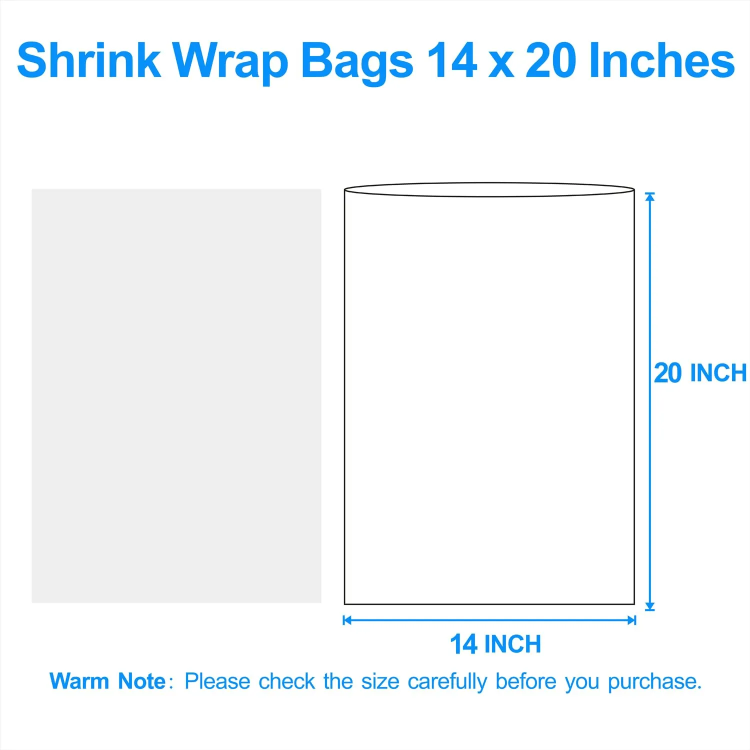 Heat Shrink Wrap Bags 100Pcs 14x20 Inches Professional Grade POF Heat Shrink Wrap is Used to Store Wrap Embellished, Gift Baskets, Shoes, Jars, Industrial Grade PVC Shrink Wrap Bags Transparent