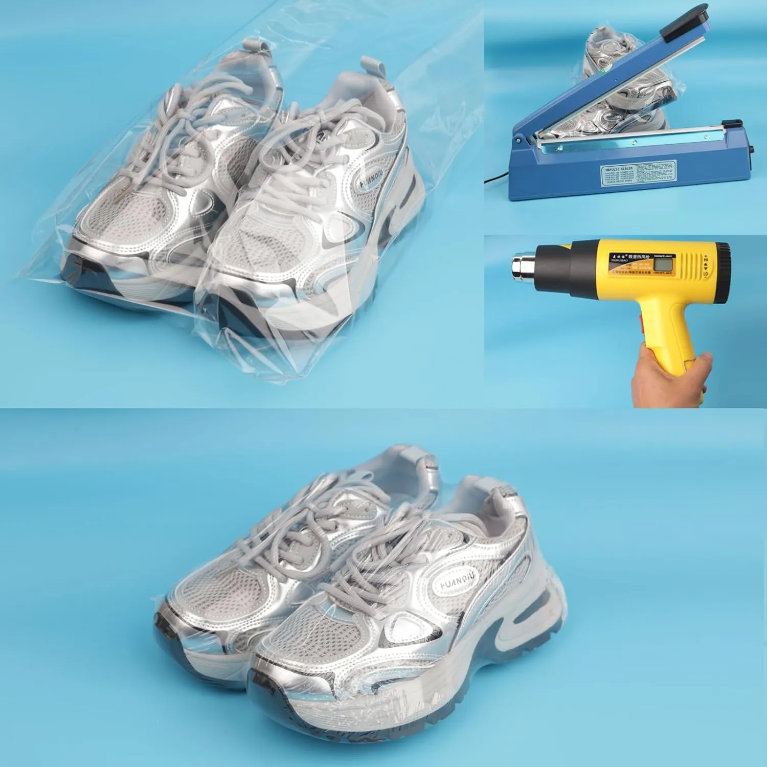Heat Shrink Wrap Bags 100Pcs 14x20 Inches Professional Grade POF Heat Shrink Wrap is Used to Store Wrap Embellished, Gift Baskets, Shoes, Jars, Industrial Grade PVC Shrink Wrap Bags Transparent
