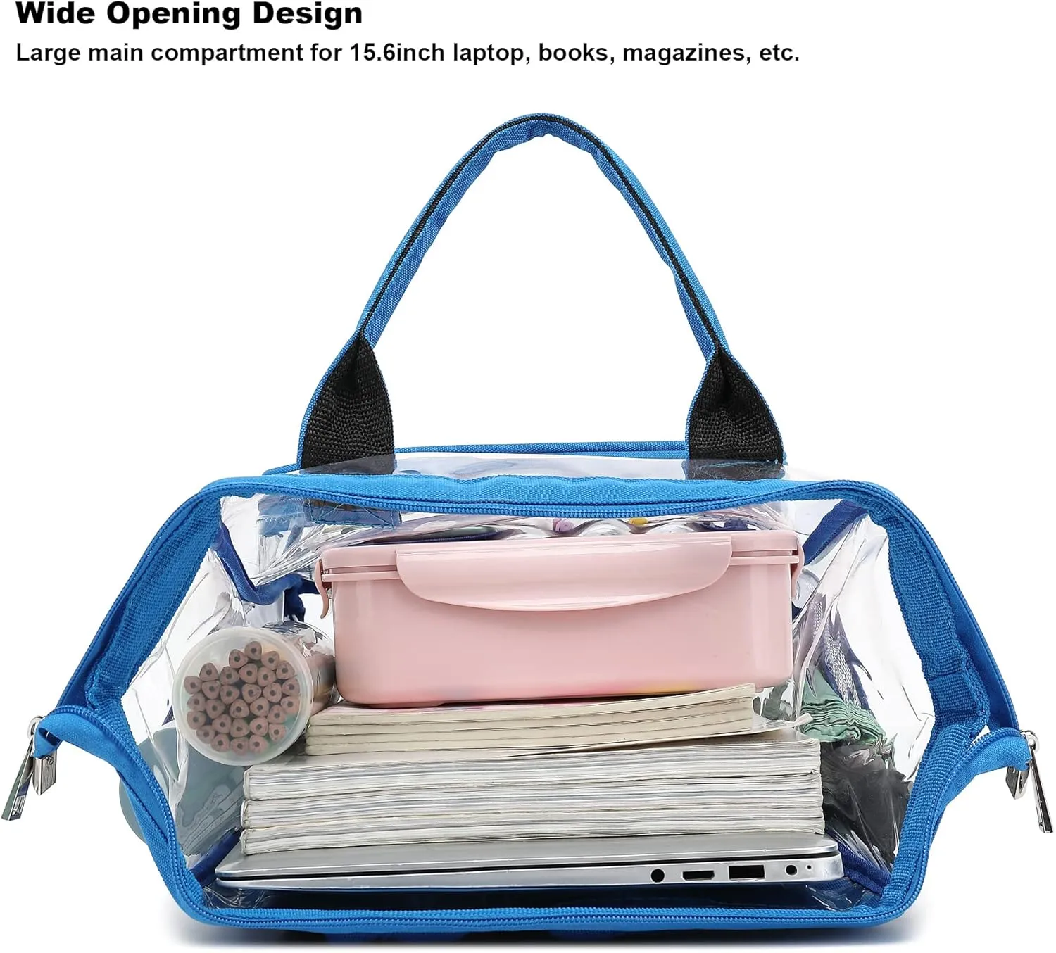 Heavy Duty Clear Backpack for Men Women, School Bag Bookbag PVC Plastic Transparent Backpacks for Boys Girls (Blue)