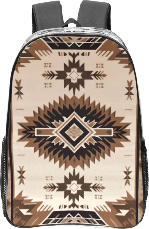 Heavy Duty Clear Backpack for Women Men PVC Transparent College Bag 16 inch Native American Casual Daypack