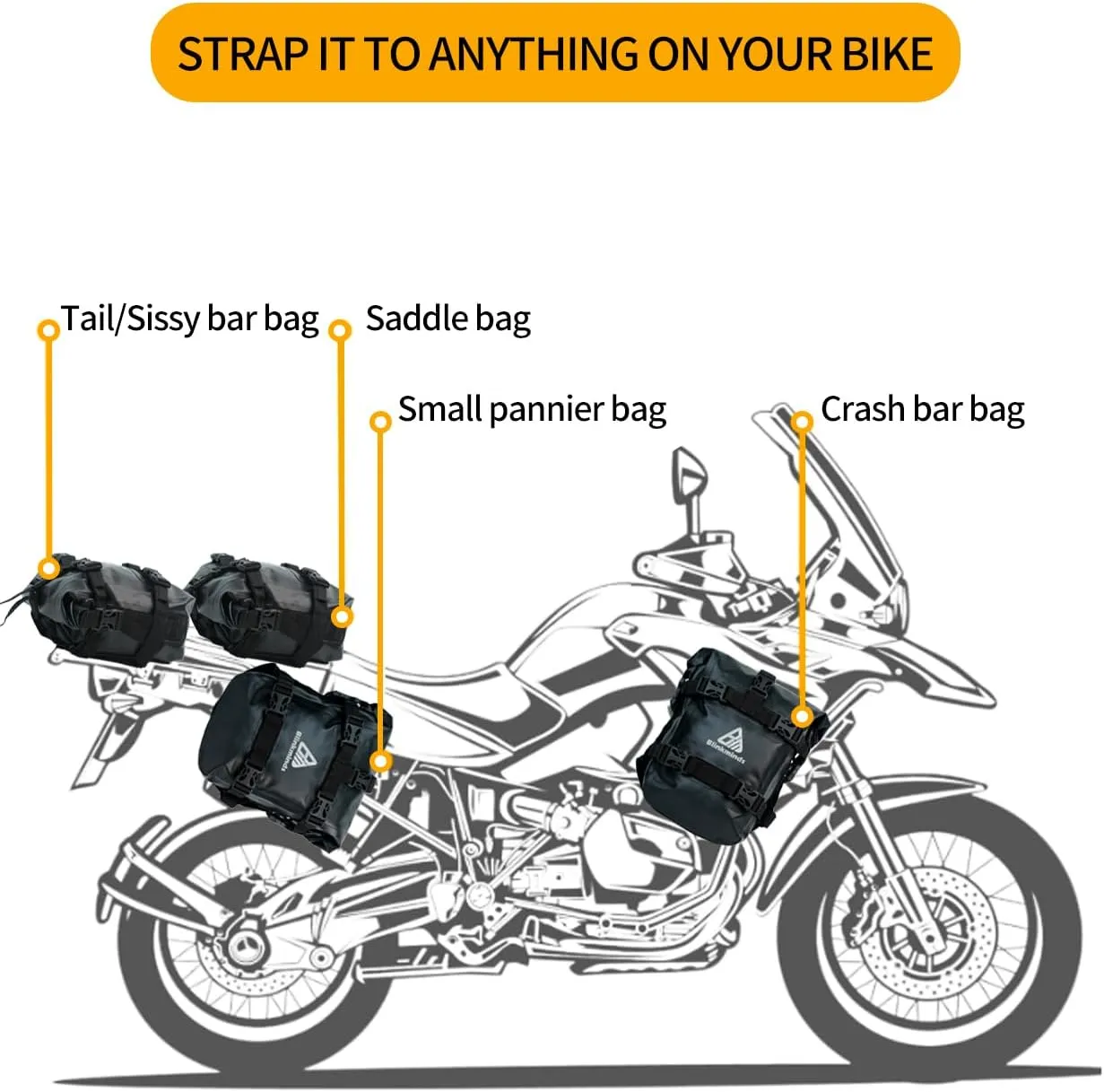 Heavy Duty Dry Bag - Waterproof Tail Bag for Motorcycle Camping Gear, 6-8L Storage, Rear Rack Trunk Motor Accessory