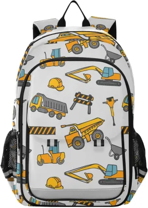Heavy Machinery Truck Excavator Backpack Kids School Bag Lightweight Laptop Backpack Elementary Capacity Student Bookbags for Travel Daypack with Reflective Stripes