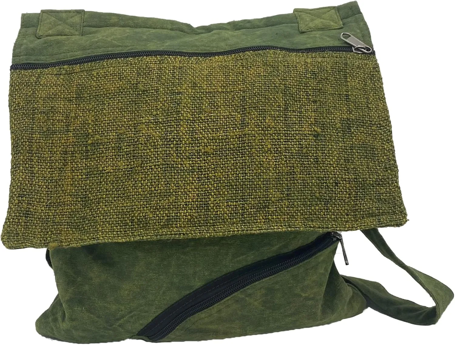 Hemp Crossbody Messenger Bag with Zipper - Handmade Lightweight Unisex Travel Shoulder Sling bags for Men & Women - 3 Compartments, Adjustable Strap