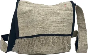 Himalayan Hemp Vintage Crossbody Bag with Zippered Pockets, Handmade Plain Canvas Tote for Women & Men, Lightweight Shoulder Bags, Travel side purse