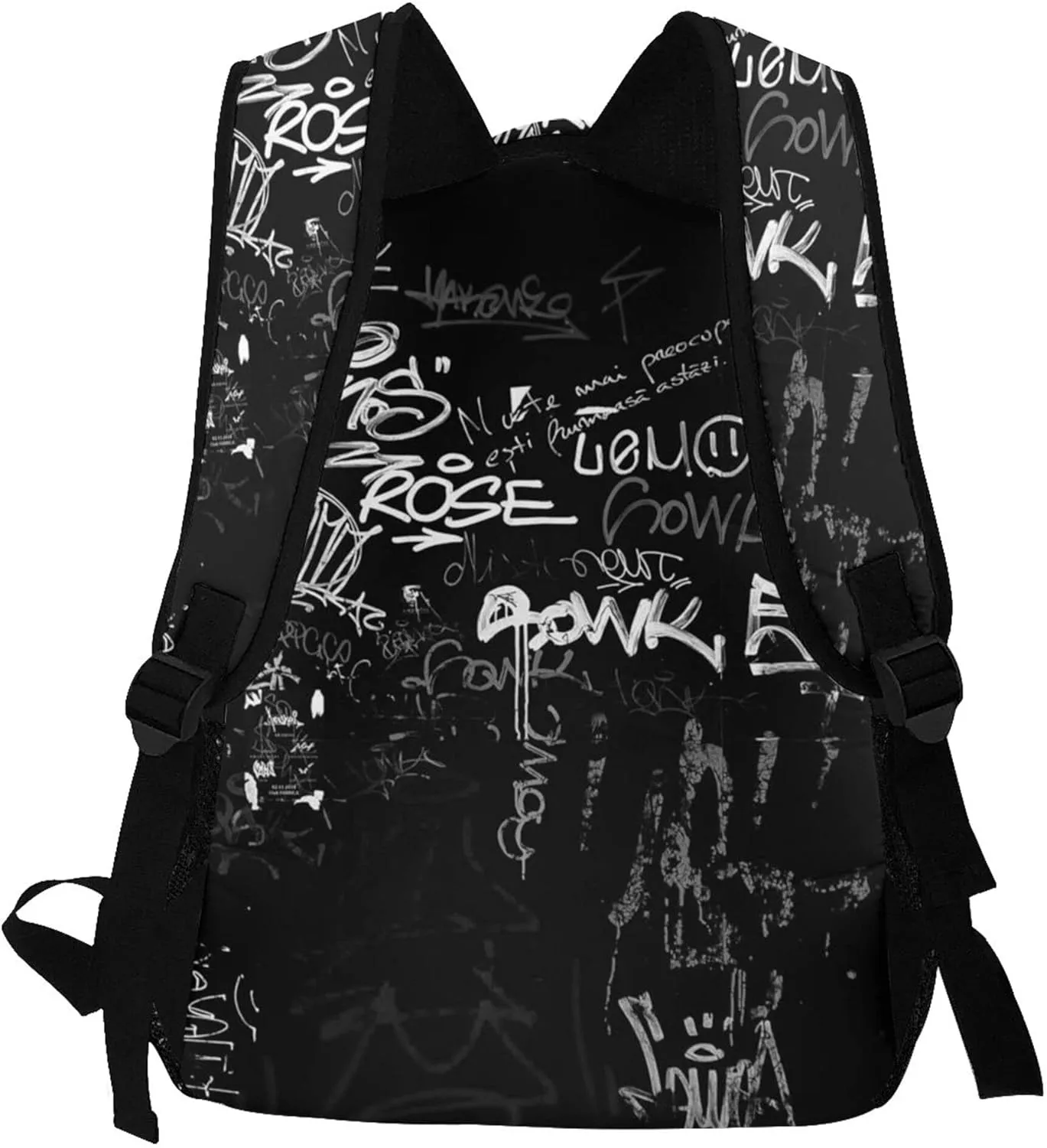 Hip-Hop Graffiti Print Teens Backpack for Boys & Girls, Perfect Size for Student & Travel Backpacks,Black